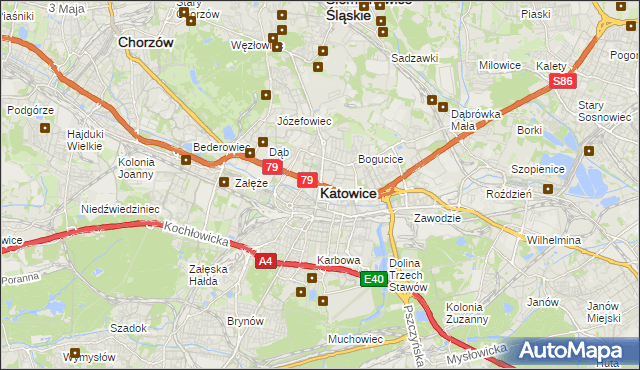 mapa Katowic, Katowice na mapie Targeo