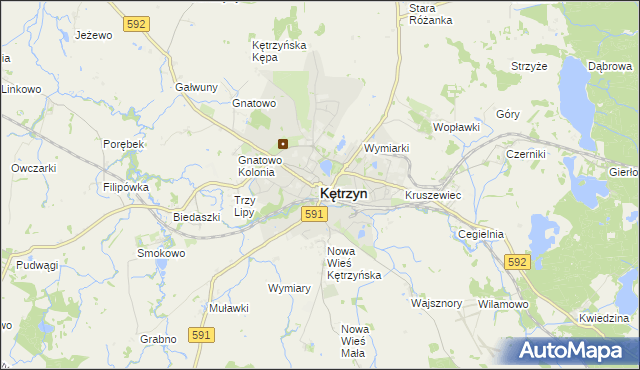 mapa Kętrzyn, Kętrzyn na mapie Targeo