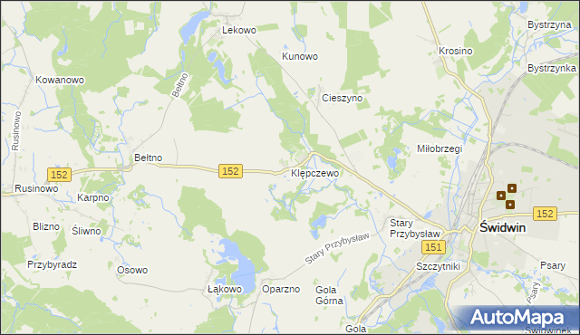 mapa Klępczewo, Klępczewo na mapie Targeo