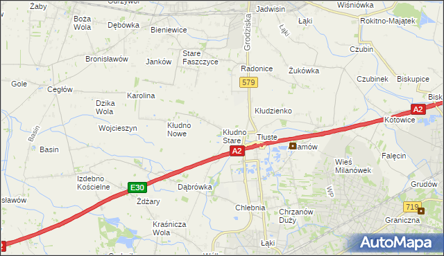 mapa Kłudno Stare, Kłudno Stare na mapie Targeo