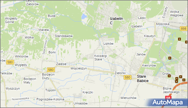 mapa Koczargi Stare, Koczargi Stare na mapie Targeo