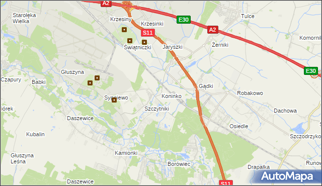 mapa Koninko, Koninko na mapie Targeo