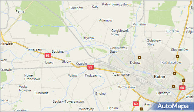 mapa Krzesinówek, Krzesinówek na mapie Targeo