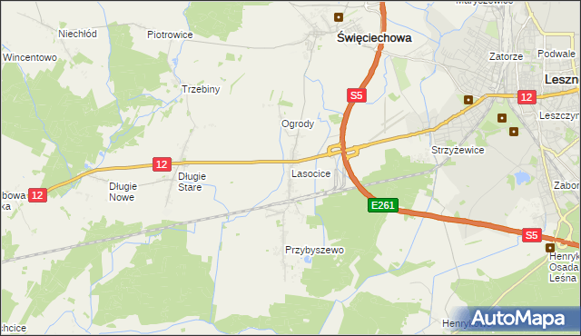 mapa Lasocice gmina Święciechowa, Lasocice gmina Święciechowa na mapie Targeo