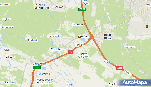 mapa Lipniki gmina Białe Błota, Lipniki gmina Białe Błota na mapie Targeo