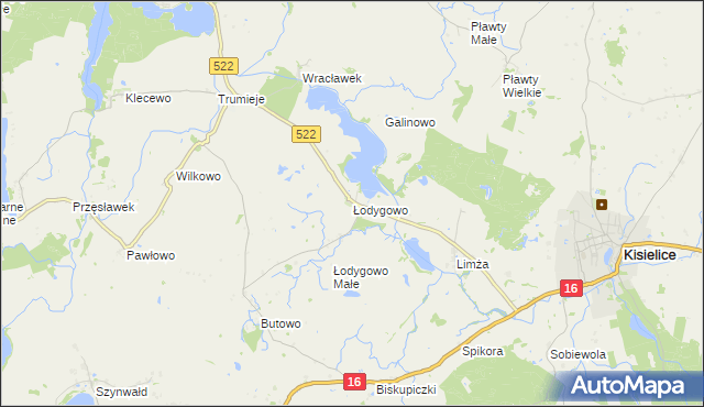mapa Łodygowo gmina Kisielice, Łodygowo gmina Kisielice na mapie Targeo