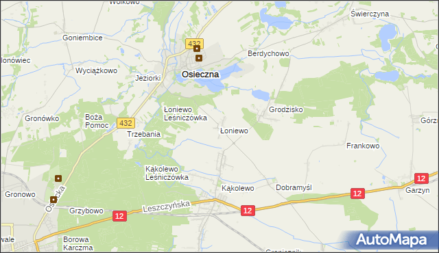 mapa Łoniewo gmina Osieczna, Łoniewo gmina Osieczna na mapie Targeo