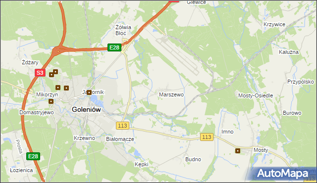 mapa Marszewo gmina Goleniów, Marszewo gmina Goleniów na mapie Targeo