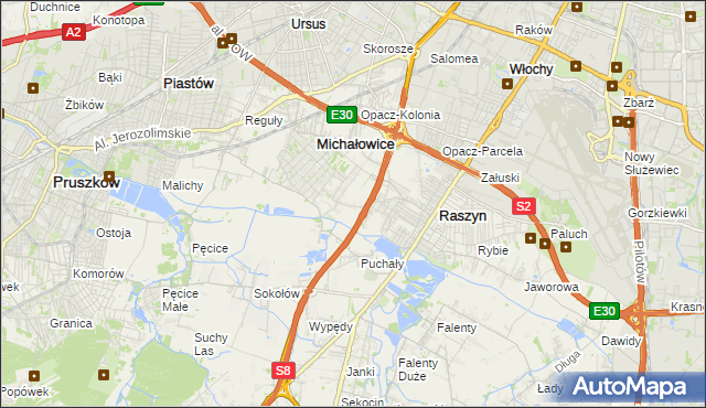 mapa Michałowice-Wieś, Michałowice-Wieś na mapie Targeo