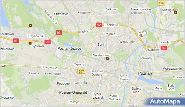 mapa Niestachów gmina Poznań, Niestachów gmina Poznań na mapie Targeo