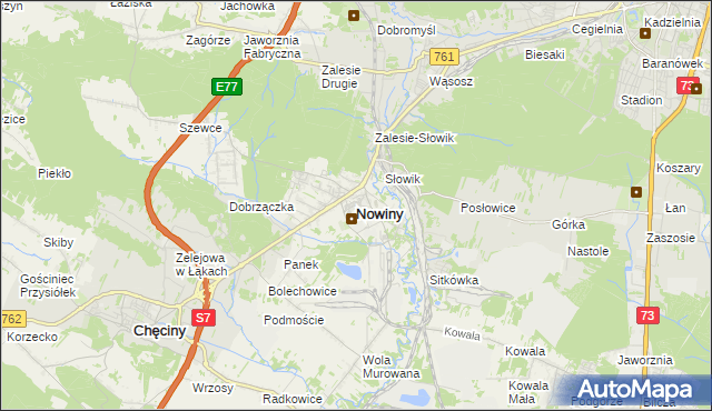 mapa Nowiny gmina Sitkówka-Nowiny, Nowiny gmina Sitkówka-Nowiny na mapie Targeo