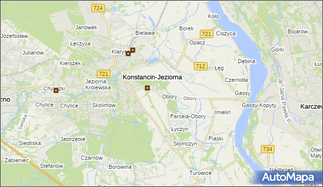 mapa Obory gmina Konstancin-Jeziorna, Obory gmina Konstancin-Jeziorna na mapie Targeo