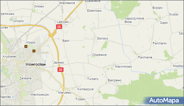 mapa Olszewice gmina Inowrocław, Olszewice gmina Inowrocław na mapie Targeo