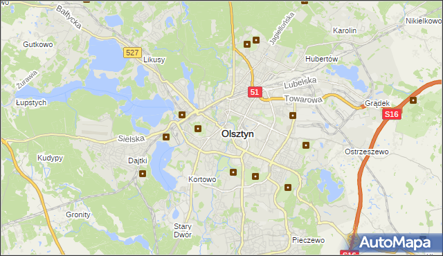 mapa Olsztyna, Olsztyn na mapie Targeo