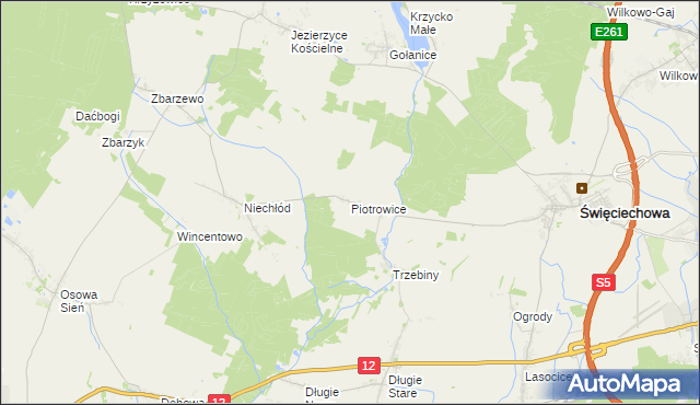 mapa Piotrowice gmina Święciechowa, Piotrowice gmina Święciechowa na mapie Targeo