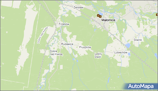 mapa Pruszków gmina Żagań, Pruszków gmina Żagań na mapie Targeo