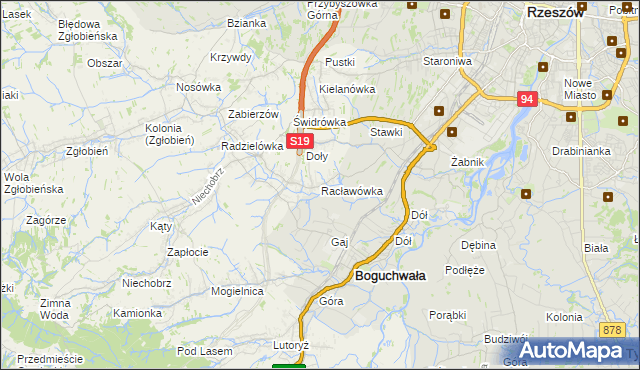 mapa Racławówka, Racławówka na mapie Targeo