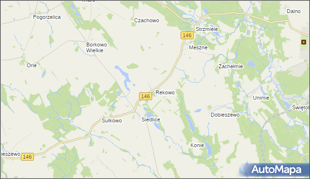 mapa Rekowo gmina Radowo Małe, Rekowo gmina Radowo Małe na mapie Targeo