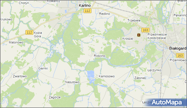 mapa Rościno, Rościno na mapie Targeo