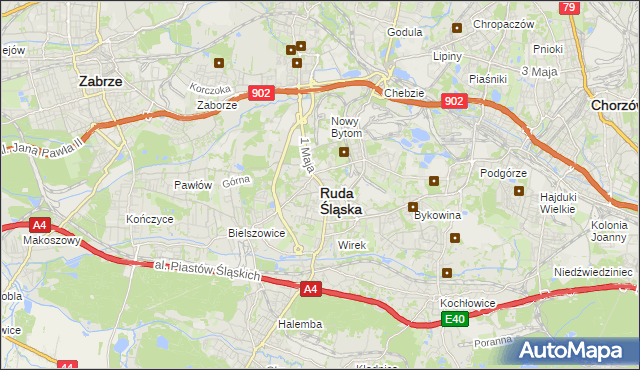 mapa Rudy Śląskiej, Ruda Śląska na mapie Targeo