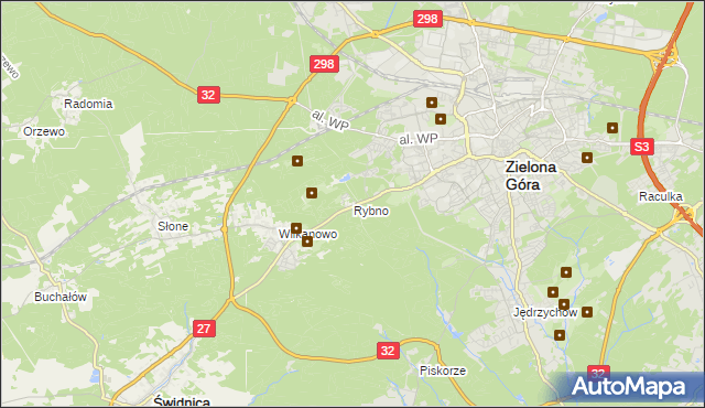 mapa Rybno gmina Świdnica, Rybno gmina Świdnica na mapie Targeo