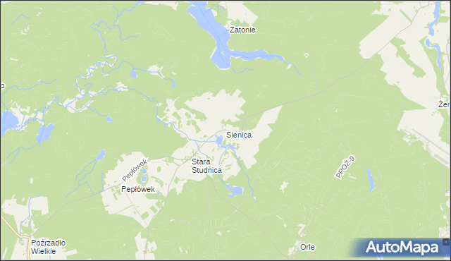 mapa Sienica gmina Kalisz Pomorski, Sienica gmina Kalisz Pomorski na mapie Targeo