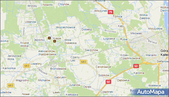 mapa Sierzchów gmina Góra Kalwaria, Sierzchów gmina Góra Kalwaria na mapie Targeo