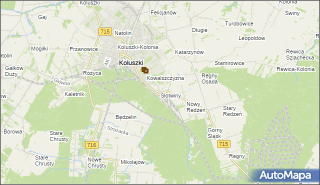 mapa Słotwiny gmina Koluszki, Słotwiny gmina Koluszki na mapie Targeo