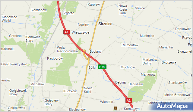 mapa Sójki-Parcel, Sójki-Parcel na mapie Targeo