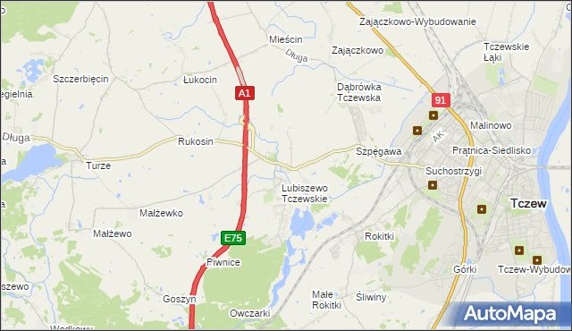 mapa Stanisławie gmina Tczew, Stanisławie gmina Tczew na mapie Targeo