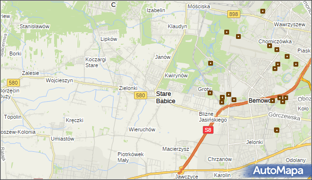 mapa Stare Babice, Stare Babice na mapie Targeo