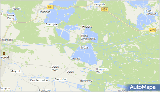 mapa Stróże gmina Żmigród, Stróże gmina Żmigród na mapie Targeo