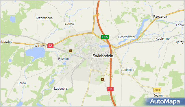 mapa Świebodzin, Świebodzin na mapie Targeo