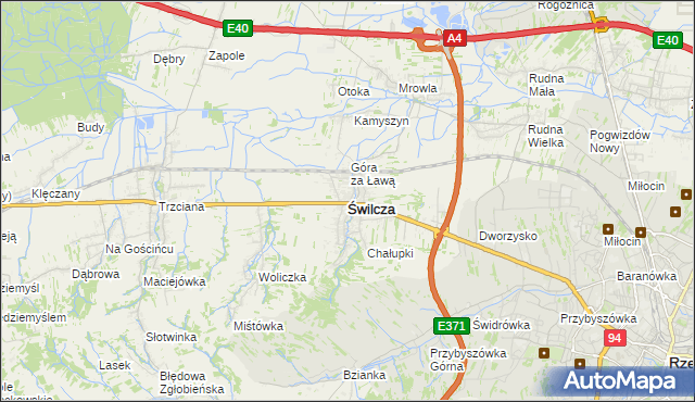 mapa Świlcza, Świlcza na mapie Targeo