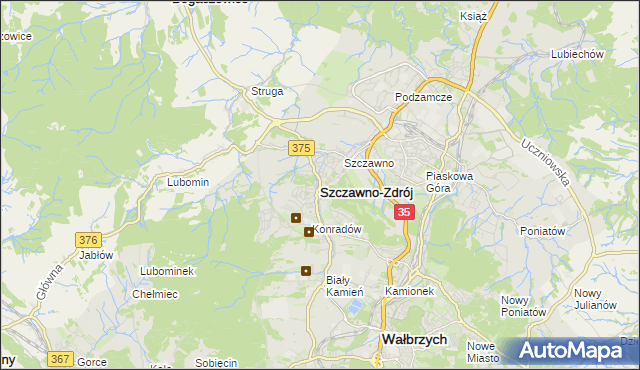 mapa Szczawno-Zdrój, Szczawno-Zdrój na mapie Targeo