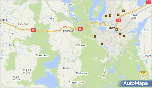 mapa Wikielec gmina Iława, Wikielec gmina Iława na mapie Targeo