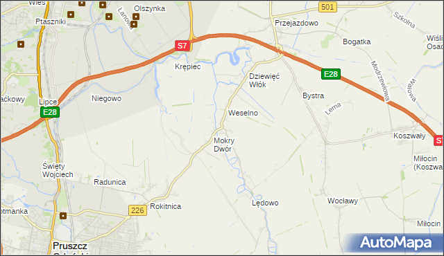 mapa Wiślina, Wiślina na mapie Targeo