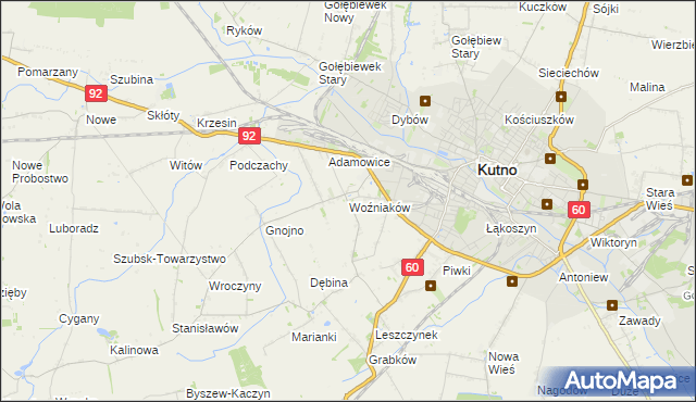mapa Woźniaków, Woźniaków na mapie Targeo