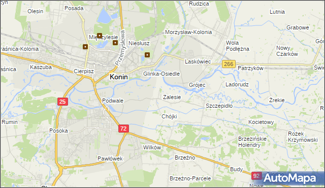 mapa Zalesie gmina Krzymów, Zalesie gmina Krzymów na mapie Targeo