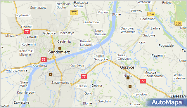 mapa Zalesie Gorzyckie, Zalesie Gorzyckie na mapie Targeo