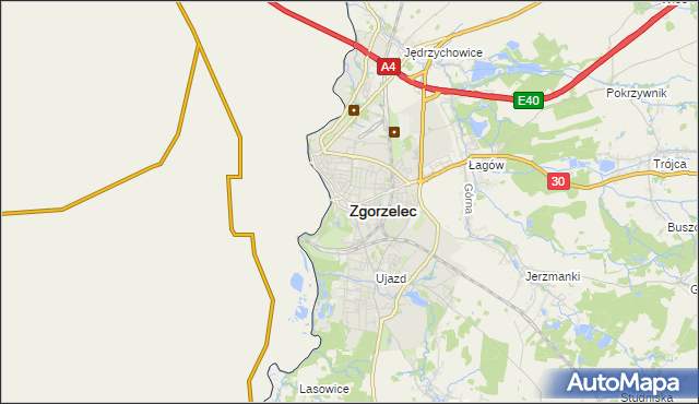 mapa Zgorzelec, Zgorzelec na mapie Targeo