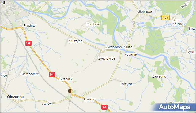 mapa Zwanowice gmina Skarbimierz, Zwanowice gmina Skarbimierz na mapie Targeo