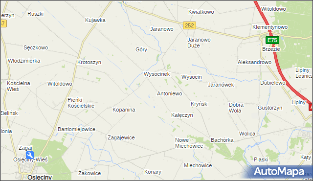 mapa Antoniewo gmina Bądkowo, Antoniewo gmina Bądkowo na mapie Targeo