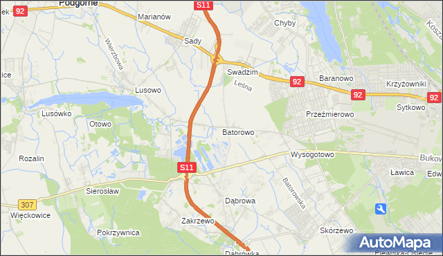 mapa Batorowo gmina Tarnowo Podgórne, Batorowo gmina Tarnowo Podgórne na mapie Targeo