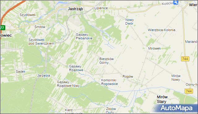 mapa Bieszków Górny, Bieszków Górny na mapie Targeo