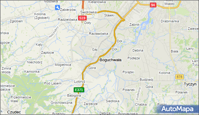 mapa Boguchwała powiat rzeszowski, Boguchwała powiat rzeszowski na mapie Targeo