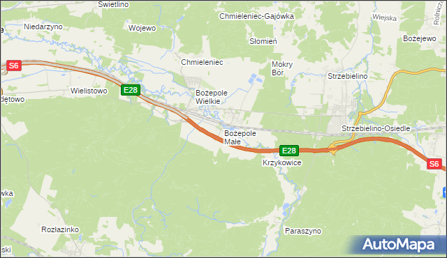 mapa Bożepole Małe, Bożepole Małe na mapie Targeo
