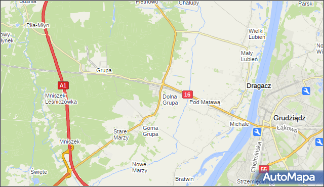 mapa Dolna Grupa, Dolna Grupa na mapie Targeo