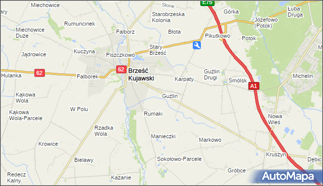 mapa Guźlin, Guźlin na mapie Targeo