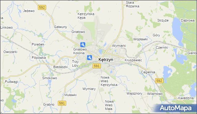 mapa Kętrzyn, Kętrzyn na mapie Targeo